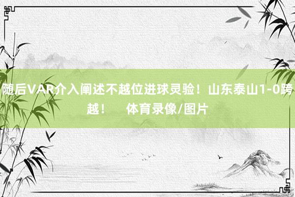 随后VAR介入阐述不越位进球灵验！山东泰山1-0跨越！    体育录像/图片