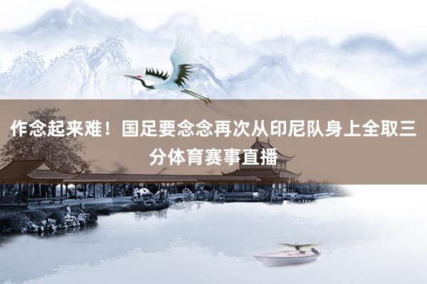 作念起来难!国足要念念再次从印尼队身上全取三分体育赛事直播