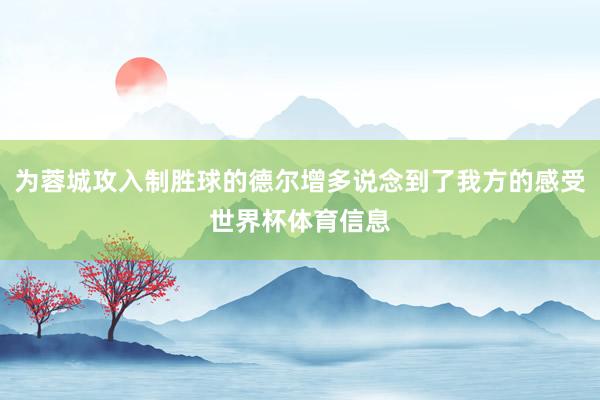 为蓉城攻入制胜球的德尔增多说念到了我方的感受世界杯体育信息
