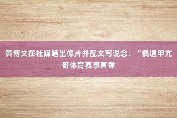 黄博文在社媒晒出像片并配文写说念：“偶遇甲亢哥体育赛事直播