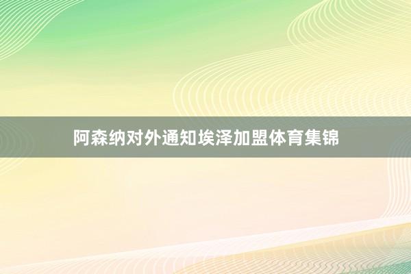 阿森纳对外通知埃泽加盟体育集锦