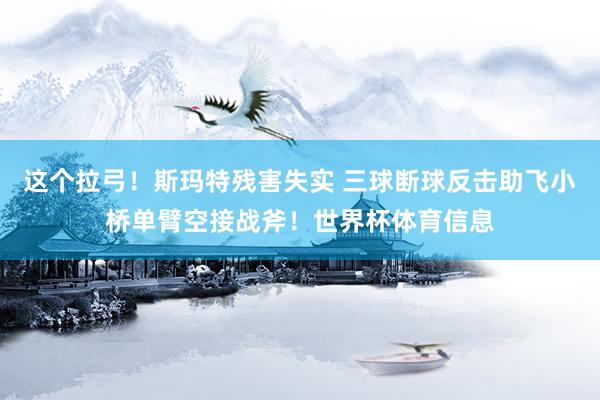 这个拉弓！斯玛特残害失实 三球断球反击助飞小桥单臂空接战斧！世界杯体育信息